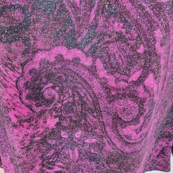 Susan Graver metallic paisley print long sleeve sweater top medium - Picture 4 of 7